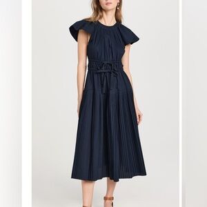 ULLA JOHNSON Delmara Midi Dress Midnight Sz 14